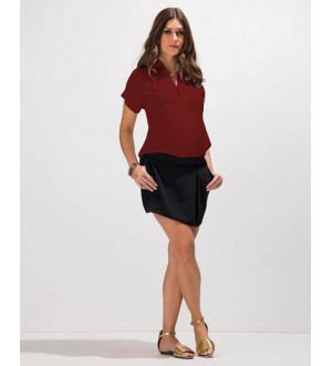 Blusa prega frente | Cor: Marsala